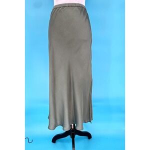 Young Fabulous & Broke Sage Green Satin Viscose Rayon Midi Slip Skirt Large Slit